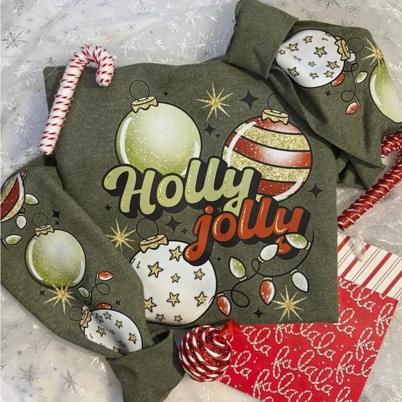 Holly Jolly Christmas Womens Sweatshirt Small-3X - Picture 1 of 2